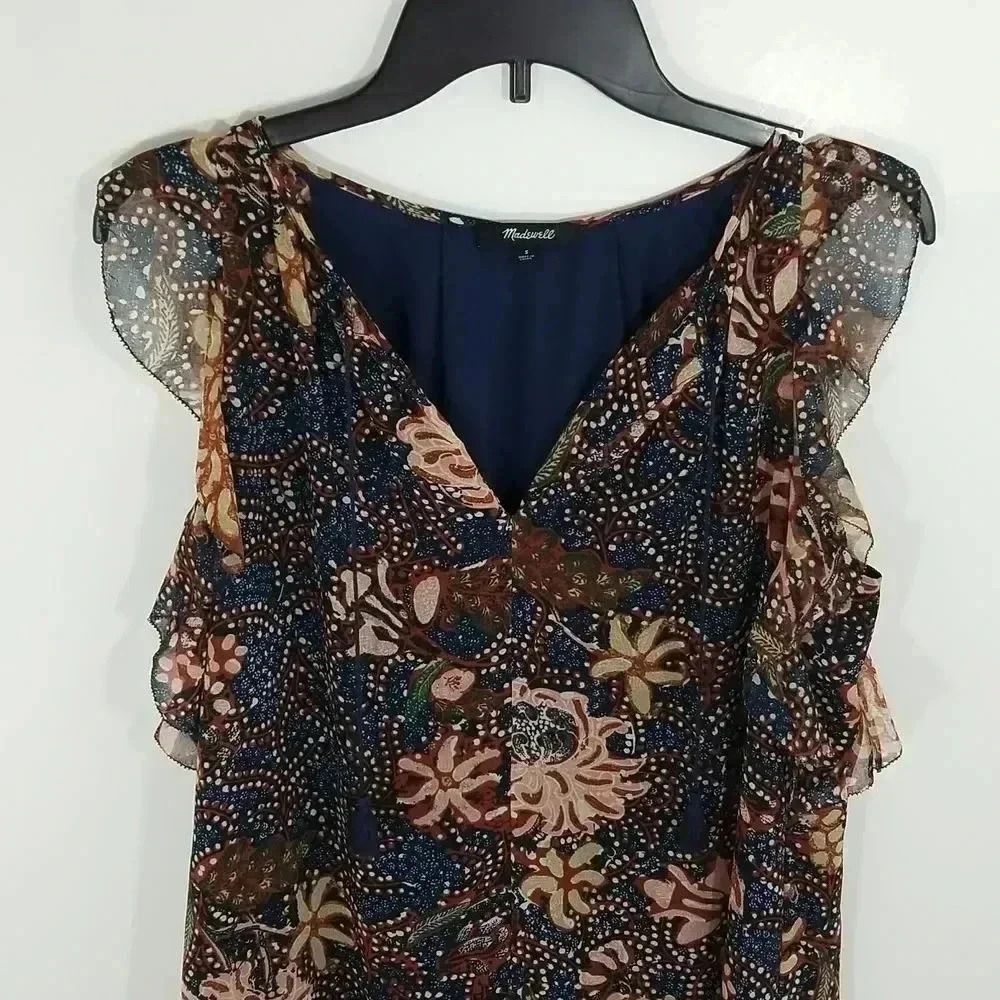{Madewell} Sea Floral Lily Ruffle Dress Size Small - Picture 5 of 15